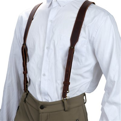 TOURBON Suspenders Leather Men's Braces Adjustable
