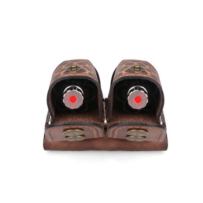 TOURBON Leather Double Speedloader Pouch For .38 .357 .44 .45